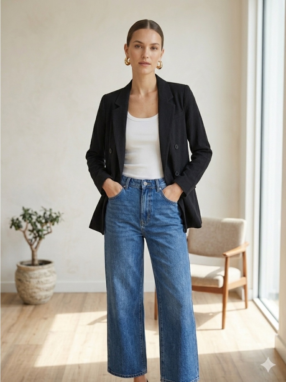 Aritzia Babaton Black Lightweight Wool Double-Breasted Blazer - US 10 (Medium)